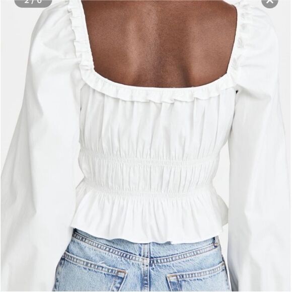 Reformation NWT Fern Ruched Top in White Size Medium MSRP $148 - Picture 7 of 11